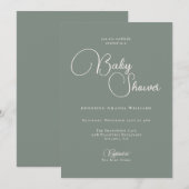 Moderne Eenvoudige Diep Sage Green Baby shower Kaart (Voorkant / Achterkant)