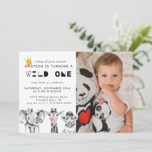 Moderne Eenvoudige Dierenuitnodiging (Staand voorkant)