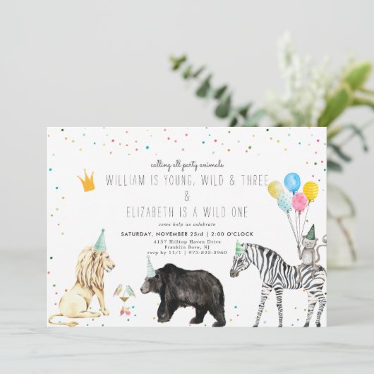 Moderne Eenvoudige Dierenuitnodiging (Staand voorkant)