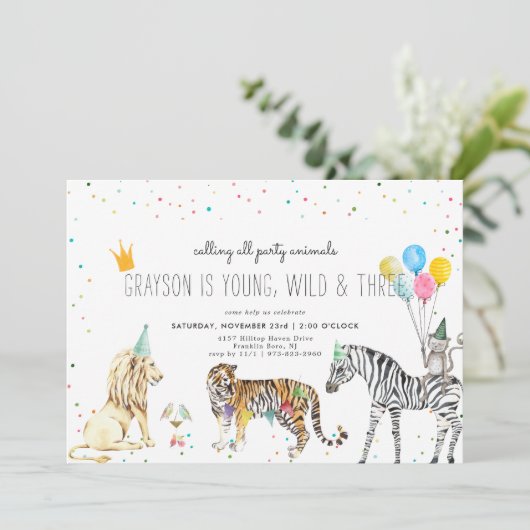 Moderne Eenvoudige Dierenuitnodiging (Staand voorkant)