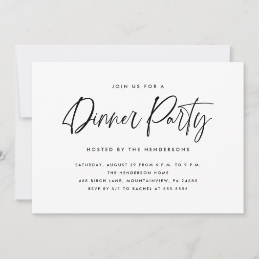 Moderne Eenvoudige Dinerparty Kaart (Voorkant)
