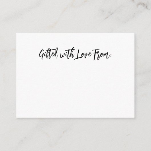 Moderne, Eenvoudige Display Douche Bruids Cadeaubo Informatiekaartje (Achterkant)