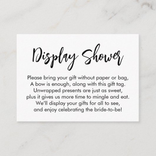 Moderne, Eenvoudige Display Douche Bruids Cadeaubo Informatiekaartje (Voorkant)