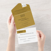 Moderne eenvoudige donkere beige monogram legante  all in one uitnodiging (Afscheurbaar)