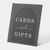 Moderne, eenvoudige, donkergrijze Archekaarten en  Reclamebord Met Voetstuk (Voorkant)