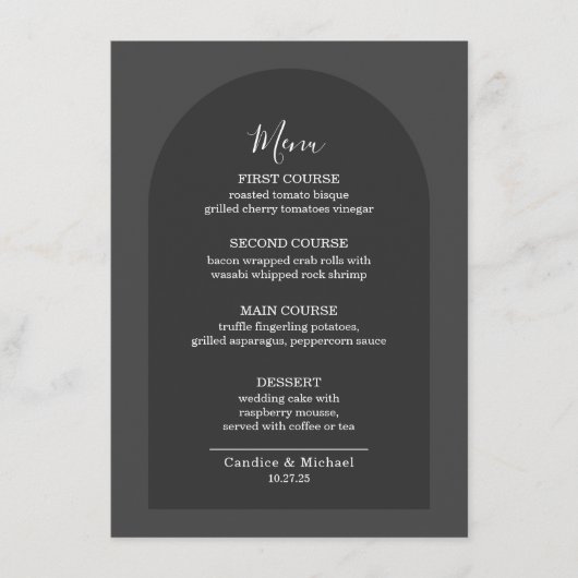 Moderne, eenvoudige, donkergrijze pleister menu (Voorkant)