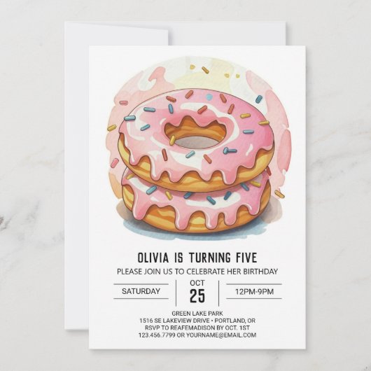 Moderne eenvoudige donuts verjaardag kaart (Voorkant)