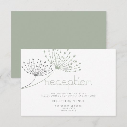 Moderne Eenvoudige Doodle Bloem Salie Groen Kaart (Voorkant / Achterkant)