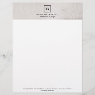 MODERNE & EENVOUDIGE DOOS LOGO OP GRIJZE WOODGRAIN PERSOONLIJK BRIEFHOOFD