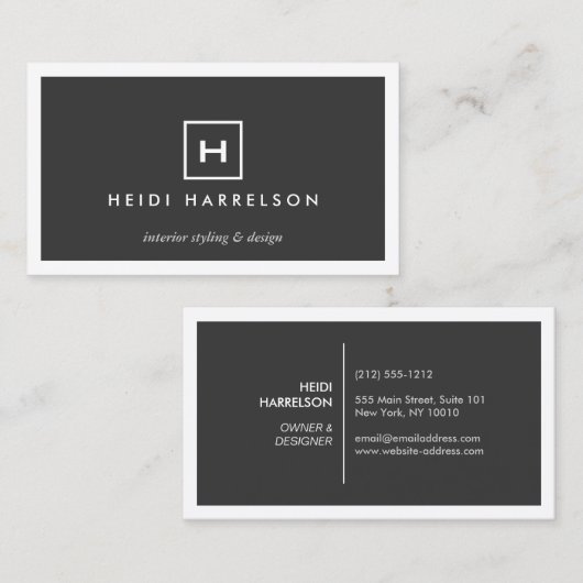 MODERNE & EENVOUDIGE DOOS LOGO W / UW INITIAAL / M VISITEKAARTJE (Voorkant / Achterkant)