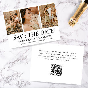 Moderne eenvoudige drie foto-collage Qr-code bruil Save The Date