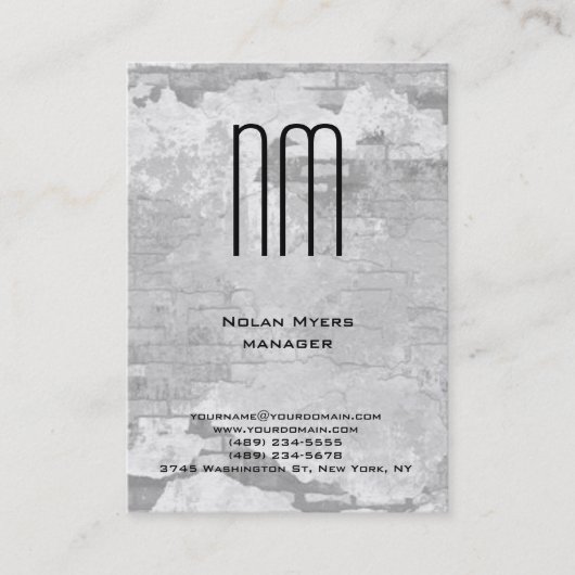 Moderne, eenvoudige, eenvoudige grijze monogram visitekaartje (Voorkant)