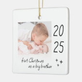 Moderne eenvoudige eerste kerst als Big Brother-fo Keramisch Ornament (Links)