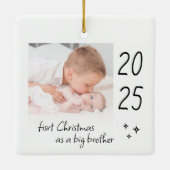 Moderne eenvoudige eerste kerst als Big Brother-fo Keramisch Ornament (Achterkant)