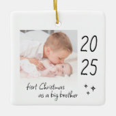 Moderne eenvoudige eerste kerst als Big Brother-fo Keramisch Ornament (Voorkant)