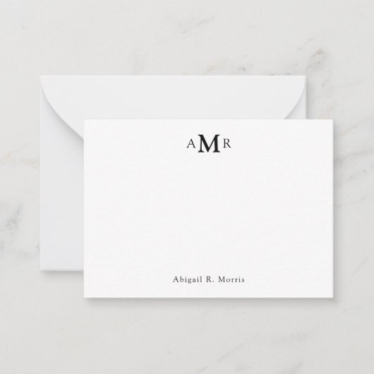 Moderne Eenvoudige elegant 3 Monogram Initiaal Bus Notitiekaartje (Voorkant)