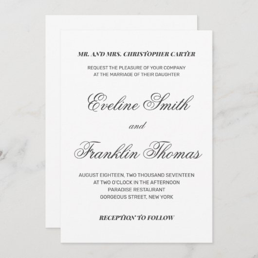 Moderne eenvoudige elegant calligrafiekscriptlette kaart (Voorkant / Achterkant)