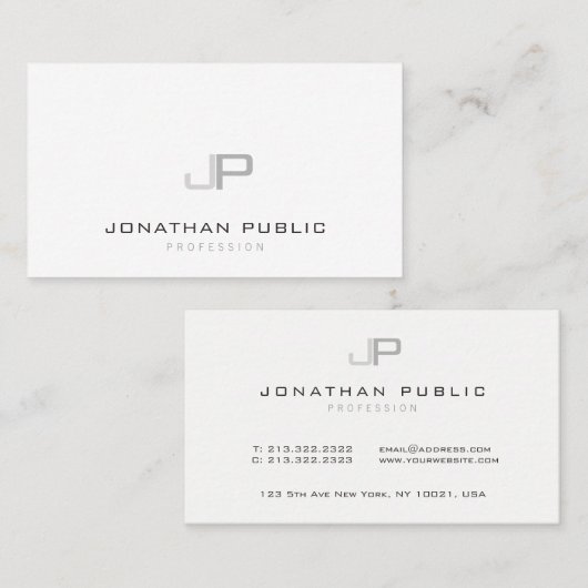 Moderne eenvoudige Elegant Monogram Sjabloon Initi Visitekaartje (Voorkant / Achterkant)