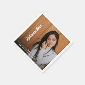 Moderne eenvoudige elegant Script Name Photo Afstu Servet (Hoek)