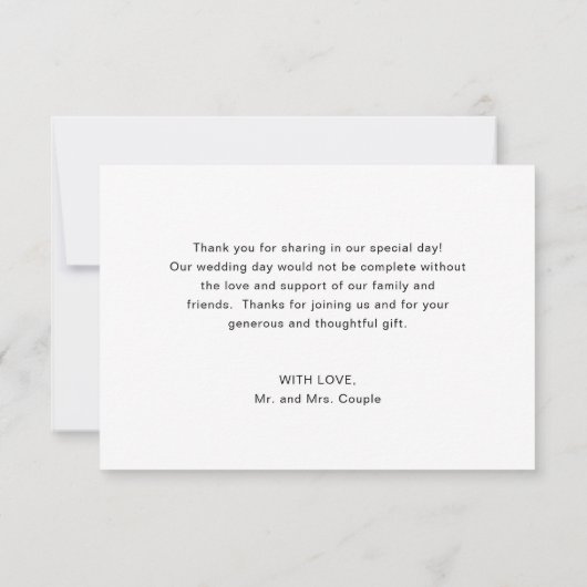 Moderne eenvoudige elegant Script Photo Wedding Bedankkaart (Achterkant)