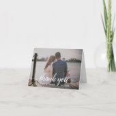 Moderne eenvoudige elegant Script Photo Wedding Bedankkaart (Voorkant)
