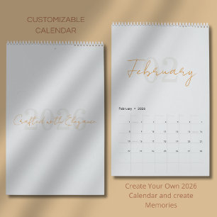 Moderne Eenvoudige Elegante 2026 Agenda Kalender