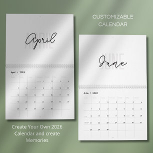 Moderne Eenvoudige Elegante 2026 Agenda Kalender
