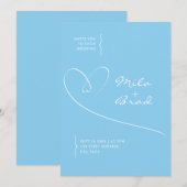 Moderne Eenvoudige Elegante Baby Blauwe Bruiloft Kaart (Voorkant / Achterkant)