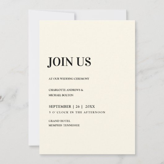 Moderne, eenvoudige, elegante, beige uitnodiging (Voorkant)