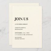 Moderne, eenvoudige, elegante, beige uitnodiging (Voorkant / Achterkant)