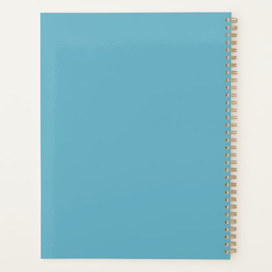 Moderne eenvoudige elegante blauwe monogram planner (Achterkant)