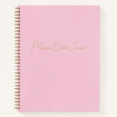 Moderne Eenvoudige Elegante Blush en Gouden Script Notitieboek (Voorkant)