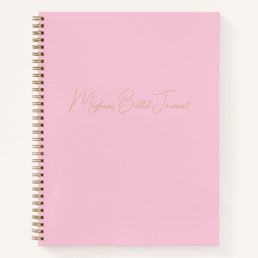 Moderne Eenvoudige Elegante Blush en Gouden Script Notitieboek (Voorkant)
