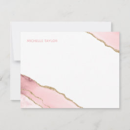 Moderne Eenvoudige Elegante Blush Roze Agaat Notitiekaartje