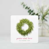 Moderne Eenvoudige Elegante Chic Kerstkrans Feestdagenkaart (Staand voorkant)