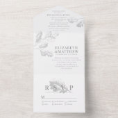 Moderne eenvoudige elegante chique botanische gebl all in one uitnodiging (Binnen)