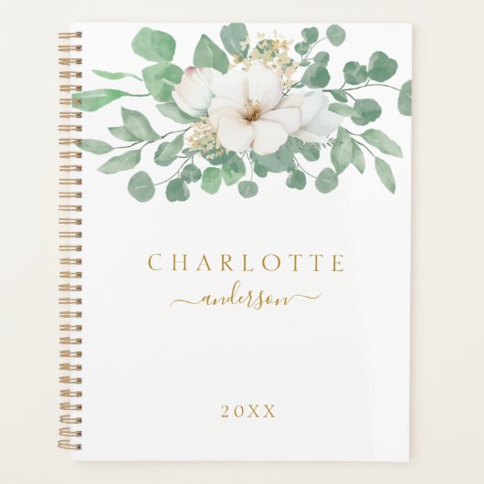 Moderne, eenvoudige, elegante eucalyptusbloem planner (Voorkant)