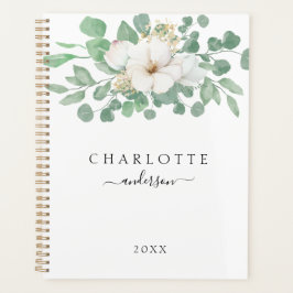 Moderne, eenvoudige, elegante eucalyptusbloem planner