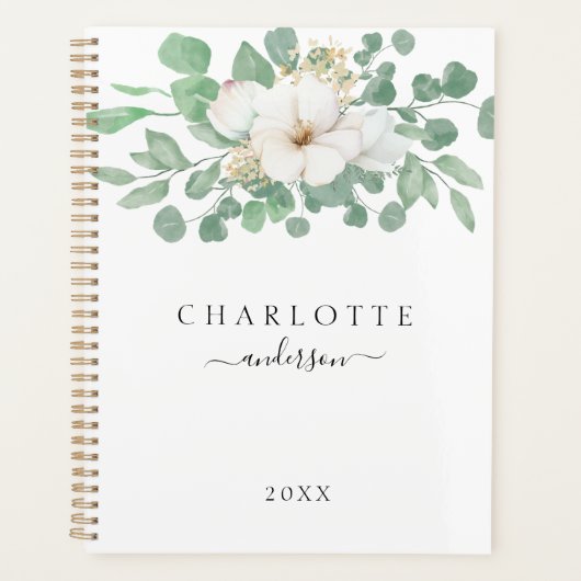Moderne, eenvoudige, elegante eucalyptusbloem planner (Voorkant)