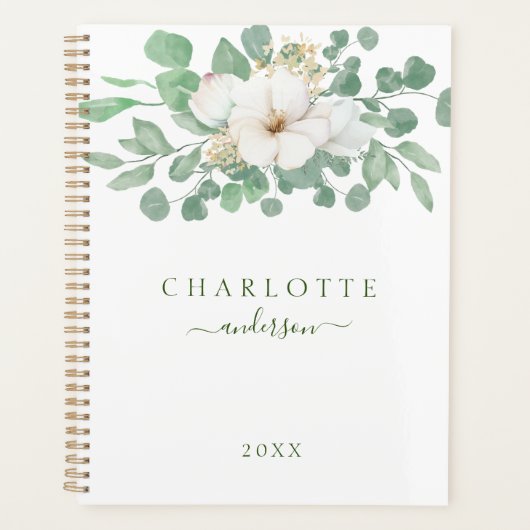 Moderne, eenvoudige, elegante eucalyptusbloem planner (Voorkant)