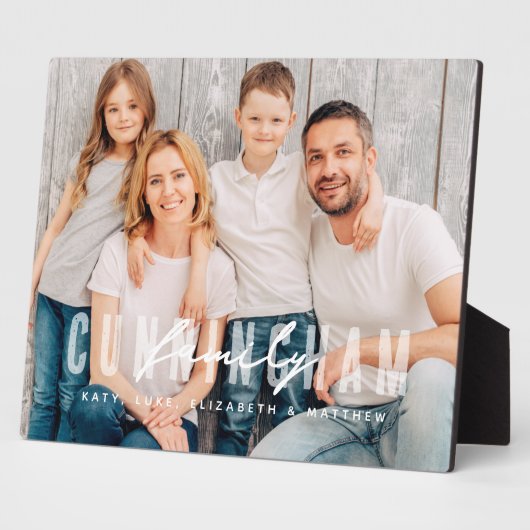 Moderne eenvoudige elegante familienaam foto fotoplaat (Zijkant)
