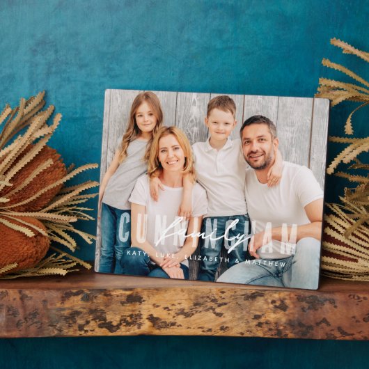 Moderne eenvoudige elegante familienaam foto fotoplaat (Zijkant)