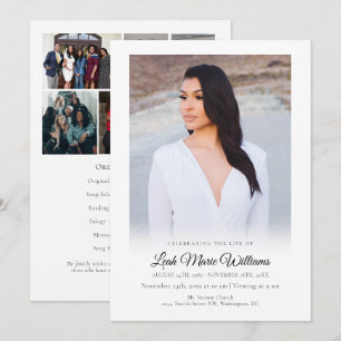 Moderne eenvoudige elegante foto-Memorial Funeral Programmakaart