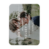 Moderne eenvoudige elegante foto's die de datum op magneet (Verticaal)