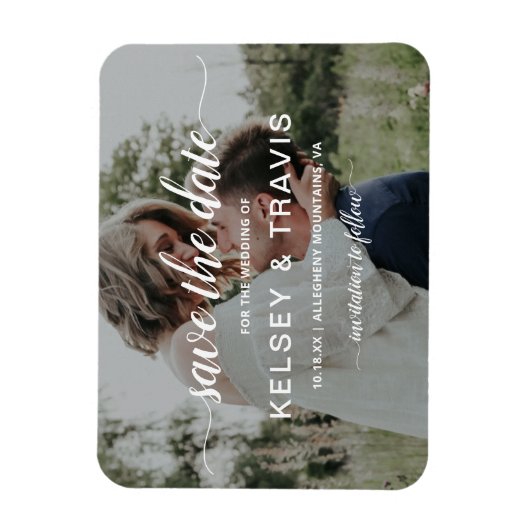 Moderne eenvoudige elegante foto's die de datum op magneet (Verticaal)