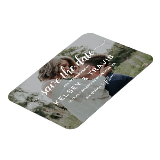 Moderne eenvoudige elegante foto's die de datum op magneet (Linkerzijde)