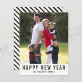 Moderne Eenvoudige Elegante Gelukkige Nieuwjaarsfo Feestdagenkaart (Voorkant / Achterkant)