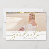 Moderne, eenvoudige, elegante Gold Two-foto Kaart (Voorkant)