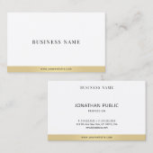Moderne, eenvoudige, elegante Gold White Professio Visitekaartje (Voorkant / Achterkant)