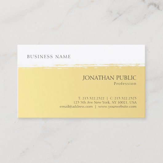 Moderne, eenvoudige, elegante Gold White-Sjabloon Visitekaartje (Voorkant)